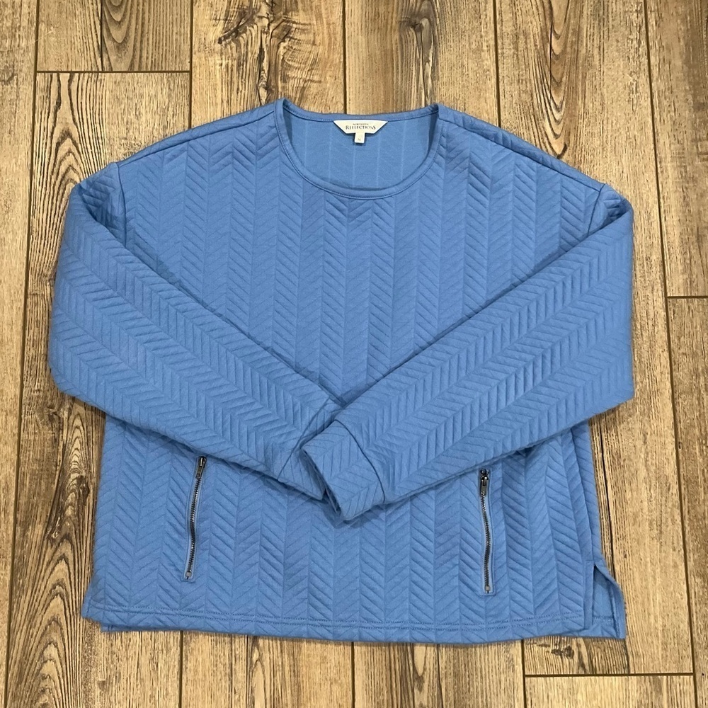 Northern Reflections Blue Quilted Pullover Sweatshirt M